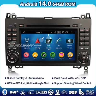4+64GB Android 14 Autoradio für Mercedes A/B-Klasse W169 W245 Vito Navi CarPlay - Bild 1 von 4