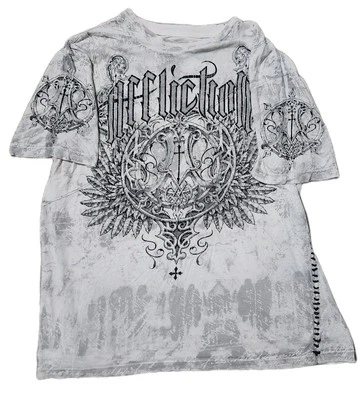 🔥 Camisa AFFLICTION Live Fast Punto Grueso Gráfico Para Hombres 2X Multicolor  Foto 1 de 3