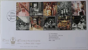 2003 SUPERB ROYAL MAIL FDC - 50th ANNIV. CORONATION 10 x 1st STAMPS - LONDON SW1 - Picture 1 of 2