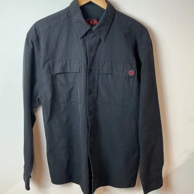 Vtg Independent Trucks Shirt Men L Black Button Up Cotton Blend Logo Skateboard - Image 1 of 4