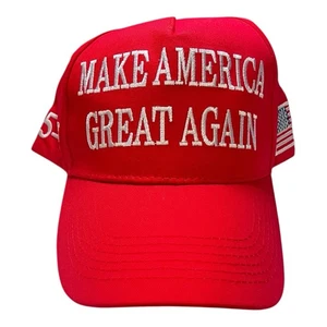 Trump MAGA 45 47 US Flag Cap Hat Red Embroidered Snapback - Picture 1 of 5