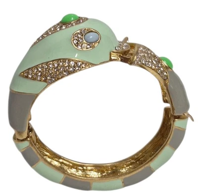 J.Crew Enameled Pave Dolphin Bangle Bracelet Multi-Color Light Gold Ox Brass - Image 1 of 4