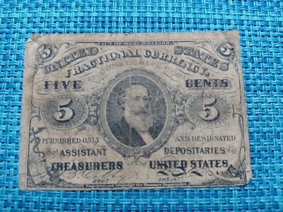 🇺🇸 United States 5 cents 1863 FRACTIONAL CURRENCY  FR-1238 banknote 112125-7 - Image 1 of 3