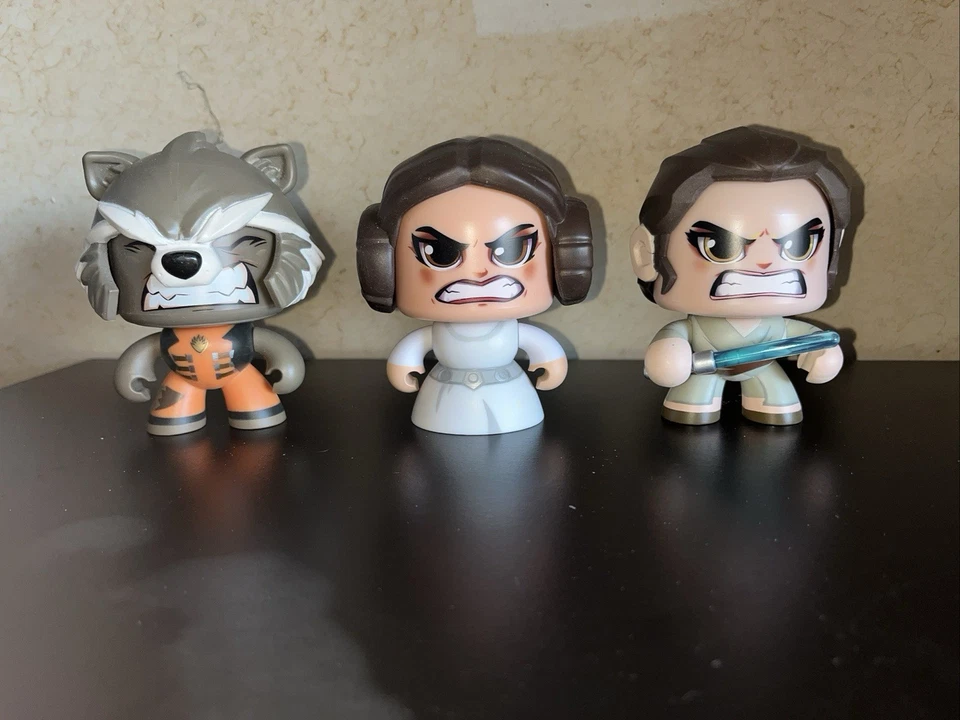Star Wars/ Marvel Mighty Muggs Multiface  Princess Leia, Rey, Rocket Raccoon - Image 1 of 1