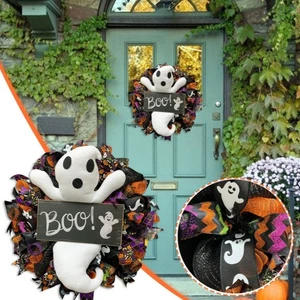40CM Halloween Garland with Ghost Dolls Front Door Indoor Party Decoration UK - Picture 1 of 28