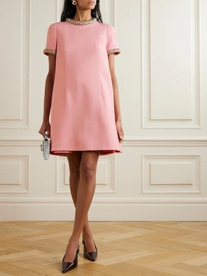 Vestido Valentino Crepe Alta Costura Bordado Rosa - Nuevo con Etiquetas Foto 1 de 4