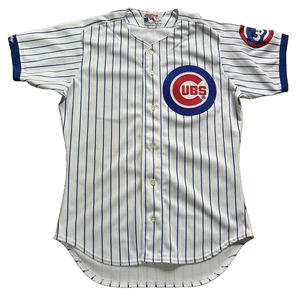 Vtg 80's Rawlings Chicago Cubs Jersey White Pinstripe #14 Ernie Banks Authentic - Picture 1 of 11