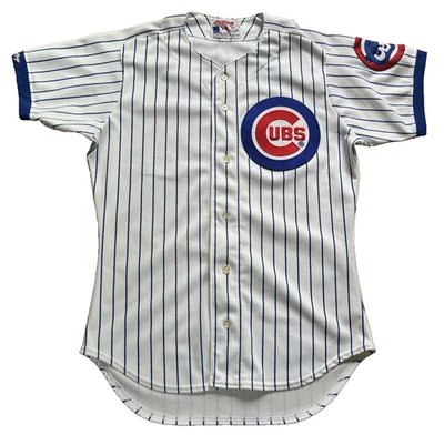 Camiseta De Colección Años 80 Rawlings Chicago Cubs Rayas Blancas #14 Ernie Banks Auténtica Foto 1 de 4