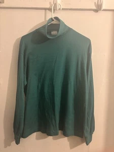 Vintage 90s Bobbie Brooks Teal Mock Neck Single Stitch Sweater Size XL - Picture 1 of 9