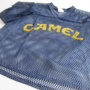 Vintage CAMEL Mesh Jersey Hemd Herren XL Cropped Boxy Blau Seidenraupe Made In USA - Bild 1 von 9