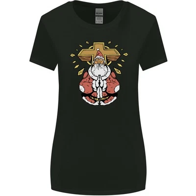 T-Shirt Large Coupe De Noël Avec Santa Prieur Christianité Dieu Pour Femmes - Photo 1/3