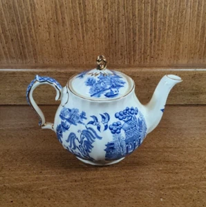Tetera vintage Sadler azul sauce con tapa 2 tazas hecha en Inglaterra borde dorado - Imagen 1 de 15