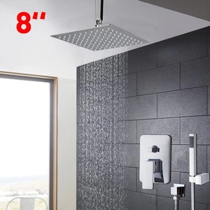 Bathroom 8" Rainfall Shower Sets Control Valve Mixer Taps Ceiling Mounted faucet - Picture 1 of 8
