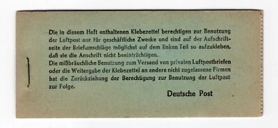 GERMANY AMERICAN BRITISH ZONE 1948 JEIA AIRMAIL BOOKLET FZ I PERFECT MNH - Image 1 of 2