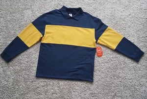 boys yellow blue striped rugby sweatshirt size XL 14/16 - Picture 1 of 3