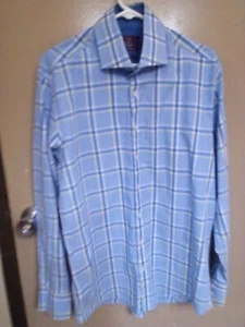 Hawes & Curtis Curtis Shirt Men’s XL Slim Fit Blue & Yellow Plaid Long Sleeve... - Picture 1 of 3