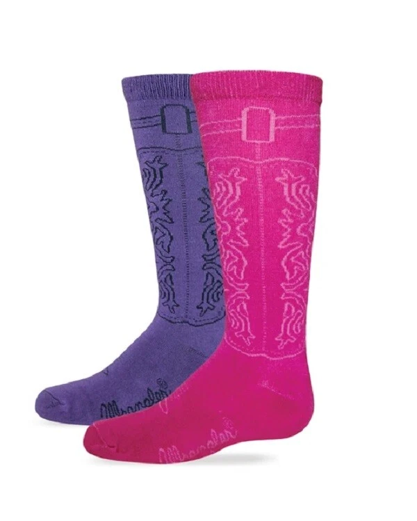 Calcetines bota vaquera Wrangler para niñas y niños - 2 pares rosa y púrpura S 6-8,5 Foto 1 de 1