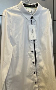 hugo boss boys White buttoned down logo shirt Size 14 Slim Black Buttons - Picture 1 of 5