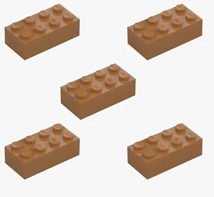 5 nuevos LEGO turrón mediano 2x4 ladrillo 3001 bloque de construcción ladrillos de ciudad marrón tostado - Imagen 1 de 6