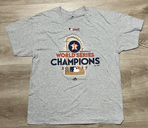 Houston Astros 2017 World Series Champions Majestic Tshirt Adult Large L Gray Cover