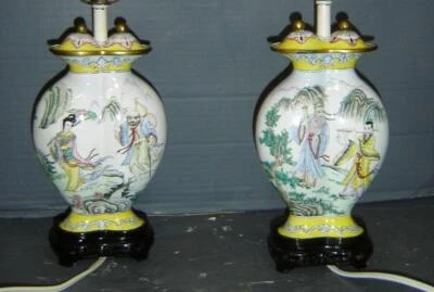 Par de vasos e abajures antigos chineses de cobre cloisonne período Qianlong esmalte - Imagem 1 de 4