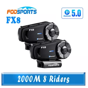2X FX8 8 Rider Motorcycle Intercom Bluetooth Headset Helmet Motorbike Interphone - Foto 1 di 15