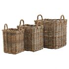 OAKTREE Range : Set of 3 Kubu Round or Square Rattan Storage Baskets : Plant Log