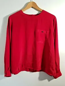 Vintage SK & Company Blouse Top Petite 12 Button Down Back Long Sleeve Dark Pink - Picture 1 of 6