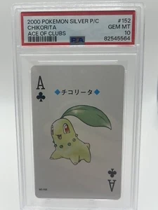 Tarjeta de juego Pokémon Silver 2000 #152 Chikorita Ace of Clubs PSA 10 GEMA COMO NUEVA - Imagen 1 de 2
