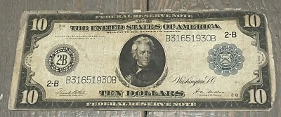 1914 $10 Large Size Blue Seal Federal Reserve Note, New York, New York (SKU N300 - Image 1 of 2