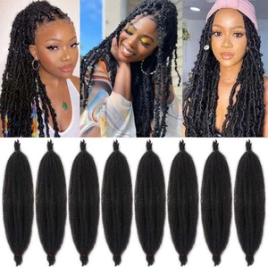 Afro Kinky Twist Crochet Hair Pre-Stretched Marley Braiding Hair Extensions - Picture 1 of 11