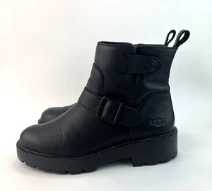 Ugg Saoirse Mujer Botas Cuero Negro Estilo Motociclista Cremallera Reino Unido 6 - Imagen 1 de 10