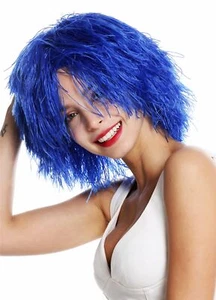 Wig Women Men Carnival Shaggy Wild Voluminous Goblin Clown Blue - Picture 1 of 4
