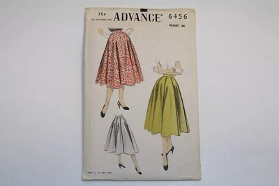 Vintage Advance 6456 Mid Century Gored Skirt Pattern 1950s Size 26 Waist Uncut - Image 1 of 2