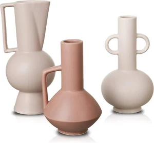 TERESA'S COLLECTIONS Modern Morandi Glazed Stoneware Vase for Flowers -Set of 3 - Picture 1 of 6