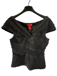 JS Collections Size 8 Evening Wear Top/Date Night/Girls Night/black Sparkly - Picture 1 of 10