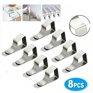 8 Pcs Stainless-Steel Table Cloth Clips Tablecloth Holder Metal Garden Outdoor - Picture 1 of 8