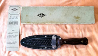 Cuchillo de bota de hoja fija Western W77 de palisandro con estuche sin usar, en caja Foto 1 de 4