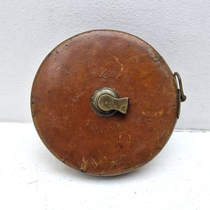 Chesterman Treble England Leather Cased 100Ft Tape Measure Rabone Brass Winder - Picture 1 of 14