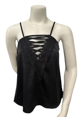 Camiseta sin mangas AQUA negra con cordones cuello en V cami para mujer XS nueva con etiquetas Foto 1 de 4