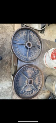 Пара чугунных винтажных олимпийских тарелок York Deep Dish 45 фунтов - Изображение 1 из 4