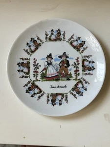 Vintage Maria Ghedina Souvenir Austria  1960s Decor Plate Wall Hanging 8” Stamp - Picture 1 of 11