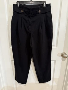 Pantalones negros plisados de pierna cónica Ann Taylor para mujer, talla 8 (30”X27”) - Imagen 1 de 7