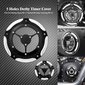 5 Holes Clarity Derby Cover Fit For Harley Dyna ''99-17 Touring '99-15 Softail - Picture 1 of 12