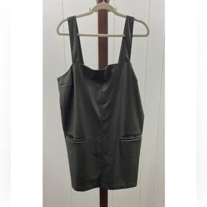 Abercrombie & Fitch Vegan Leather Shift Mini Dress Olive Green XL - Picture 1 of 4