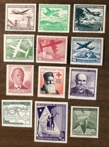 Chile Stamps C206-C217 Airmail Mint Never Hinged 1959 Complete - Picture 1 of 4