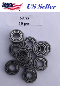 10 X 697 ZZ Bearing 7mm x 17mm x 5mm Double Shielded Ball Bearing 697-2Z  - Picture 1 of 1