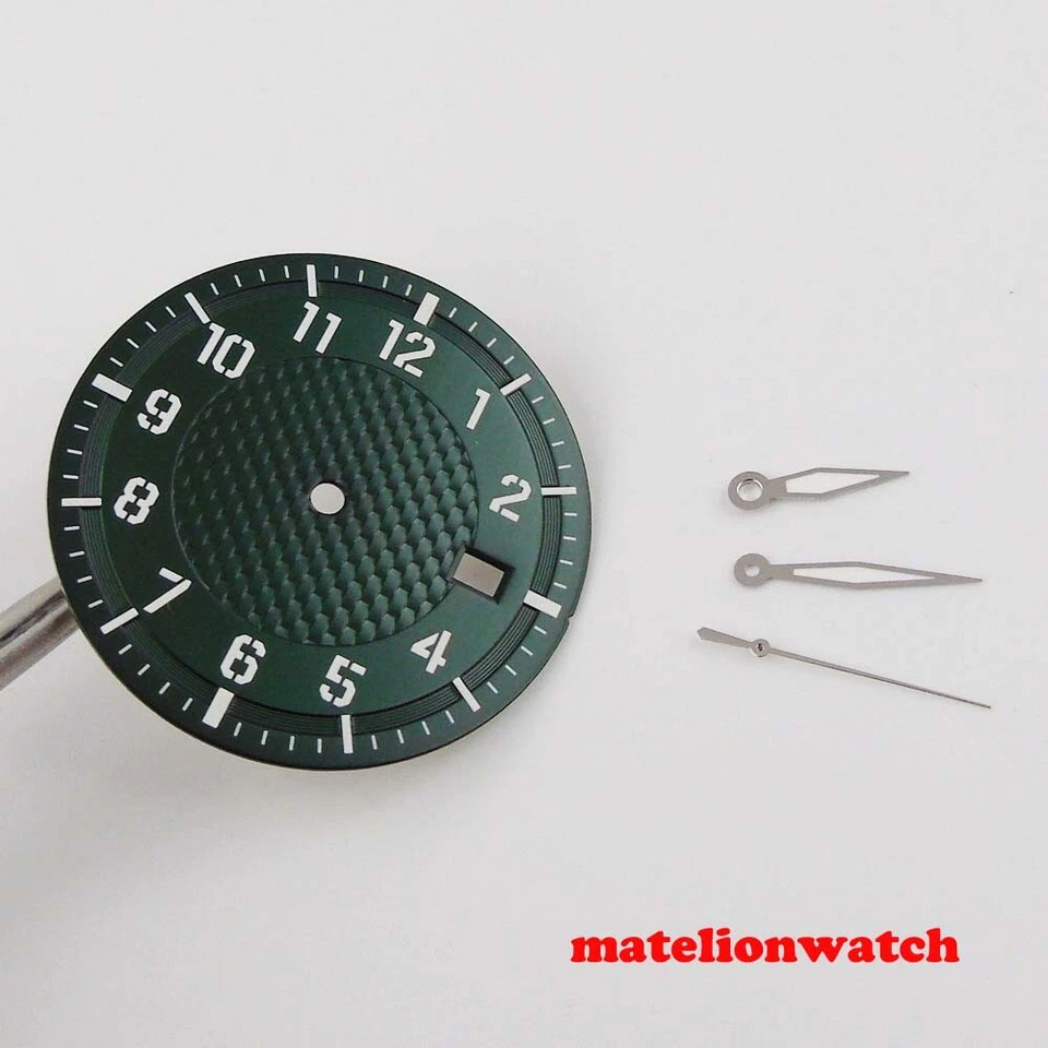 Ajuste para NH35/NH35A esfera de reloj estéril + manecillas negro/blanco/verde/café ventana de fecha Foto 1 de 4