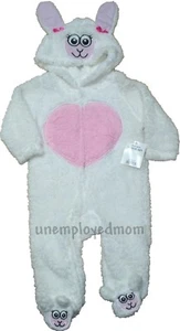 Girls 1 pc Hooded Footie Jumpsuit Plush Footie Pram Style Hoodie Infant Coat - Picture 1 of 10