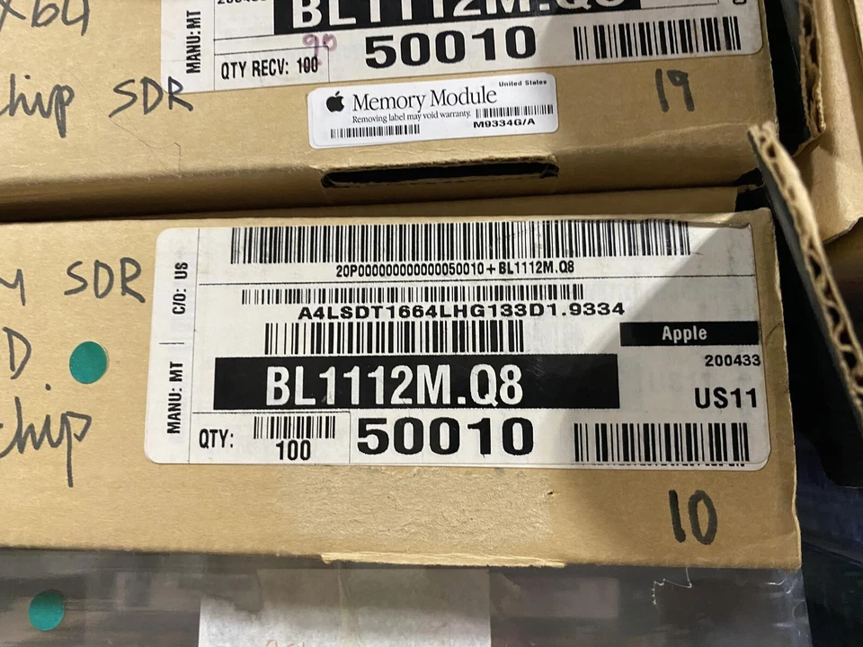 Box of 100 Apple M9334G/A 128MB 133MHz SODIMM Original -Contact us for quantity - Image 1 of 1